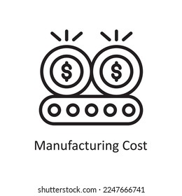 Manufacturing Cost Vector Outline Icon Design illustration. Product Management Symbol on White background EPS 10 File