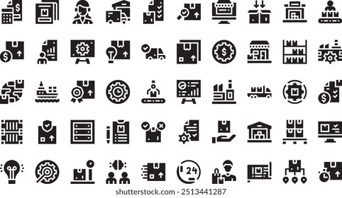 Manufacturing and distribution icons High-Quality Vector Icons Collection with Editable Stroke. Ideal for Professional and Creative Projects.