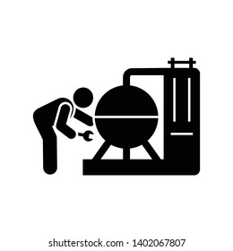 Manufacturing, engine, mechanism, silo, man icon. Element of manufacturing icon. Premium quality graphic design icon. Signs and symbols collection icon for websites, web design