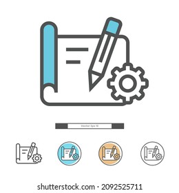 manufacturing engineering plan icon for application or website