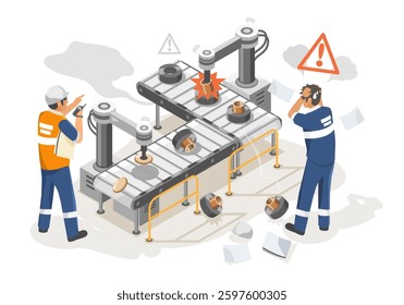Manufacturing Error Without IoT System Production Line Failure and Worker Stress in Smart Factory Isometric Isolated