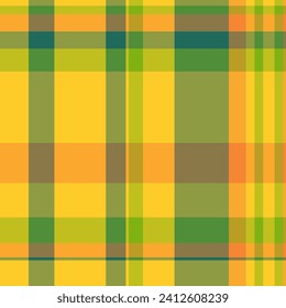 Manufacturing fabric textile check, empty texture plaid tartan. Age seamless vector pattern background in yellow and amber color.