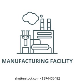 Manufacturing facility vector line icon, linear concept, outline sign, symbol
