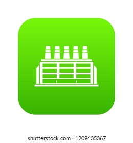 Manufacturing factory building icon digital green for any design isolated on white vector illustration