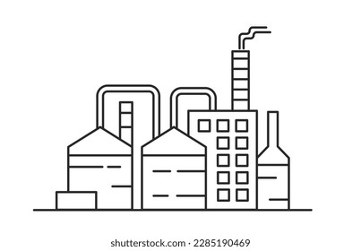 Construcción de fábricas. Ilustración del esquema del vector de la estación de energía industrial