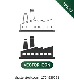 Manufacturing Factory Building Vector Icon Set