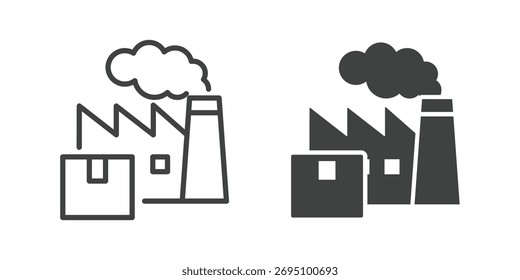 Icono de fabricación. Icono de línea y glifo sólido