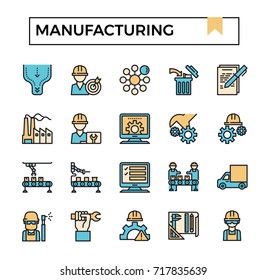 Manufacturing icon set.