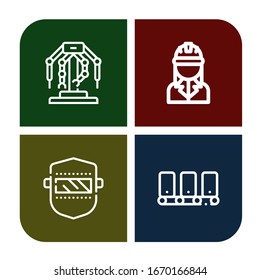 conjunto de iconos de fabricación. Colección de iconos de Robotics, Engineer, Welding, Transveyor