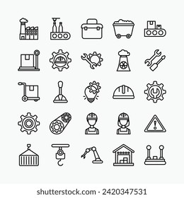 Manufacturing icon set. Industrial vector icon set.