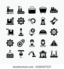 Symbol-Set für die Herstellung. Industrieller Vektorsymbol.