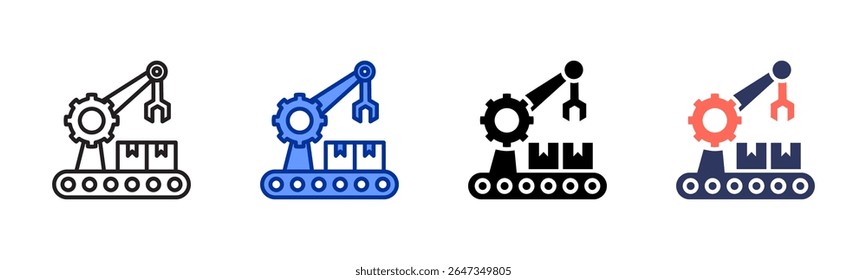 Manufacturing icon sheet multiple style collection