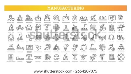 Manufacturing icons. Injection Molding, Manufacturing Tools, Product Assembly