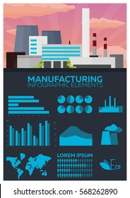 Manufacturing and industrial Infographics elements. Vector flat illustration