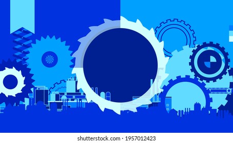 Industria manufacturera con transporte y espacio en blanco. Ilustración vectorial de equipos de maquinaria en la industria