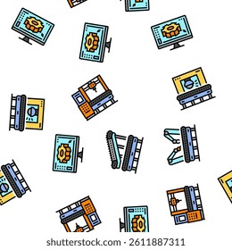 manufacturing industry factory vector seamless pattern thin line illustration
