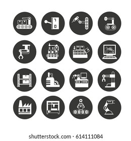 manufacturing and industry icon set in circle buttons