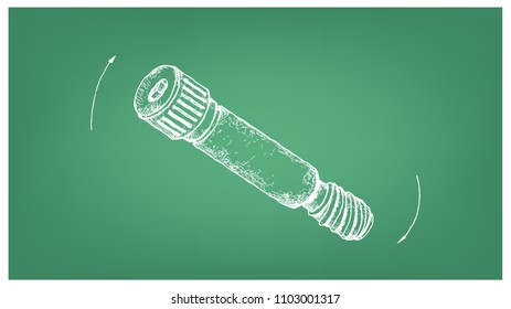 Manufacturing and Industry, Illustration Hand Drawn Sketch of Shoulder Bolt or Stripper Bolt. A Type of Fastener Used to Create A Pivot or Attachment Point.