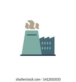 Manufacturing industry pollution smoke flat icon, Factory chimney with smoke vector sign, colorful pictogram isolated on white. Symbol, logo illustration. Flat style design