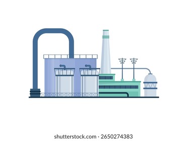 Setor de fabricação conjunto com fábrica de construção maquinário gerador de energia processamento petroquímico refinaria armazenamento químico poluição engenharia ambiental aquecimento global eletricidade citysca