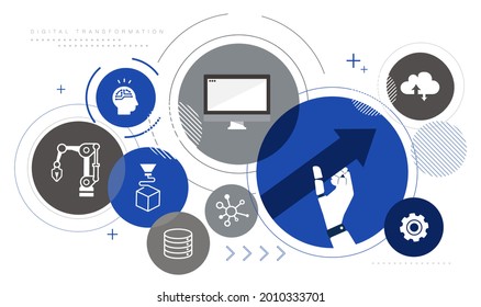 Manufacturing Industry,DX,digital Transformation Icon Image,white Isolated