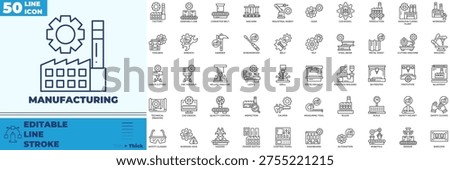 Manufacturing Line Editable Icons set