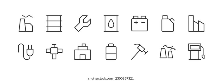 manufacturing line icon set with editable stroke. Outline collection of vector objects. Premium icon pack