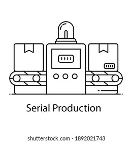 
Manufacturing Machine, Outline Icon Of Serial Production 