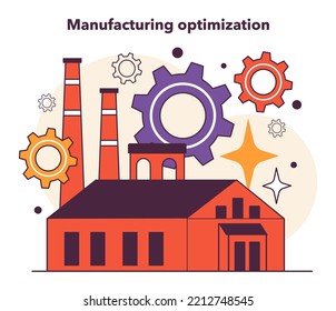 Manufacturing optimization. Increase in efficiency of production process in conditions of economic stagnation. Economic activity decline, business-saving actions. Flat vector illustration