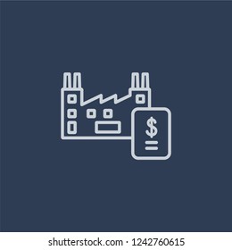 Manufacturing output icon. Trendy flat vector line Manufacturing output icon on dark blue background from Business  collection. 