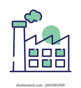 Manufacturing Plant, building with chimney showing concept icon of power plant or industry vector