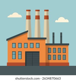 Vector de la planta de fabricación – Arquitectura de Industrial de estilo plano