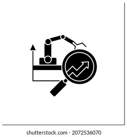 Manufacturing Predictive Analytics Glyph Icon.Provides Operations With Ability To Extract Insight. Automation Detailed Research.Filled Flat Sign. Isolated Silhouette Vector Illustration