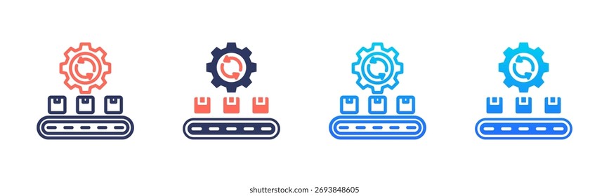 Paquete de iconos de proceso de fabricación en varios estilos