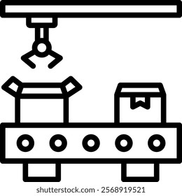 Manufacturing Process Vector Lineal Icon On White Background.