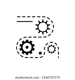 Manufacturing processes black icon, vector sign on isolated background. Manufacturing processes concept symbol, illustration 