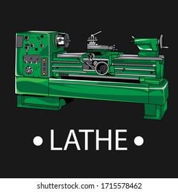 Manufacturing professional lathe machine . Industrial concept. Programmable modern digital lathe with digital program control