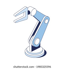 Manufacturing robot arm. Vector 3d line isometric, color web icons, new flat style. Creative design idea for infographics.