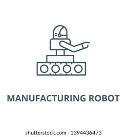 Manufacturing robot vector line icon, linear concept, outline sign, symbol