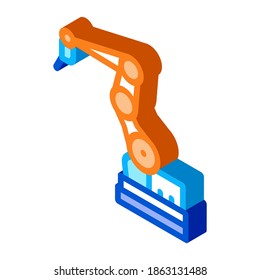 fabricación del vector de icono de brazo robótico. señal de brazo robótico de fabricación isométrica. ilustración de símbolo aislado de color