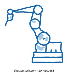 Manufacturing Robotic Arm Sketch Icon Vector. Hand Drawn Blue Doodle Line Art Manufacturing Robotic Arm Sign. Isolated Symbol Illustration