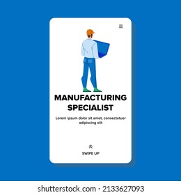 Produktionsspezialist Control Production Vektor. Die Qualität des Prüfmechanismus und die Arbeit mit Laptop-Geräten sind vom Hersteller spezialisiert. Illustration von Webflatterien für Zeichentechnik