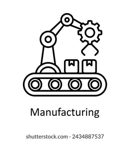 Ilustración de diseño de icono de contorno vectorial de mecanizado. Símbolo de unidades de fabricación sobre fondo blanco EPS 10 Archivo