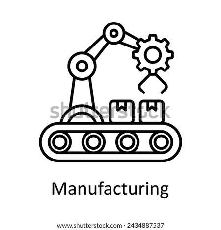 Manufacturing vector outline icon design illustration. Manufacturing units symbol on White background EPS 10 File