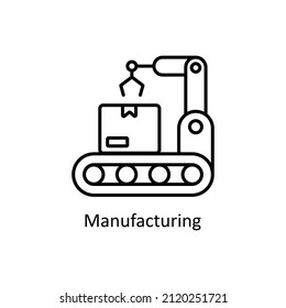 Manufacturing vector Outline icon for web isolated on white background EPS 10 file