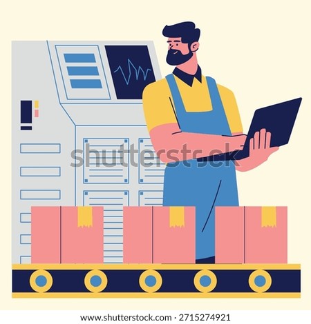 manufacturing worker quality control products illustration