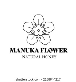 Manuka flower logo for natural honey. Isolated on white background.