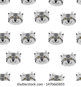 Manul. Vector seamless pattern Scandinavian style
