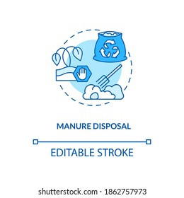 Manure disposal turquoise concept icon. Waste recycle. Bio compost. Biodegradable garbage. Soil fertilization idea thin line illustration. Vector isolated outline RGB color drawing. Editable stroke