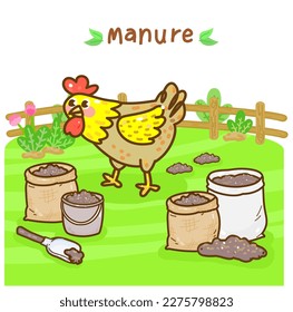 Estiércol para la agricultura en segundo plano.